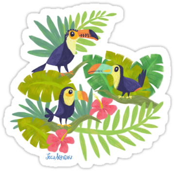 A Whimsical Pattern Of Adorable Toucans Looking To - Toucan (375x360)