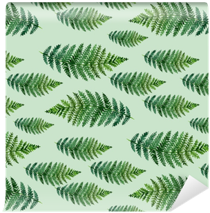 Tropical Watercolor Abstract Pattern With Fern Leaves - Motif Fougère (400x400)