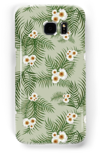 Seamless Pattern Design With Hand Drawn Leaves And - Mobile Phone Case (500x700)