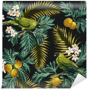 Seamless Tropical Pattern With Leaves, Flowers And - Sleeve Duo For Apple Macbook Pro 13" - Black/leaf Pattern5 (400x400)