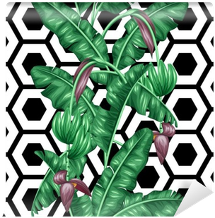 Seamless Pattern With Banana Leaves - Estampa Com Folha De Bananeira (400x400)