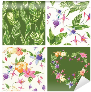Set Of Tropical Backgrounds - Flash Mat 45 X 75 Cm - Deurmat - Zwart (400x400)
