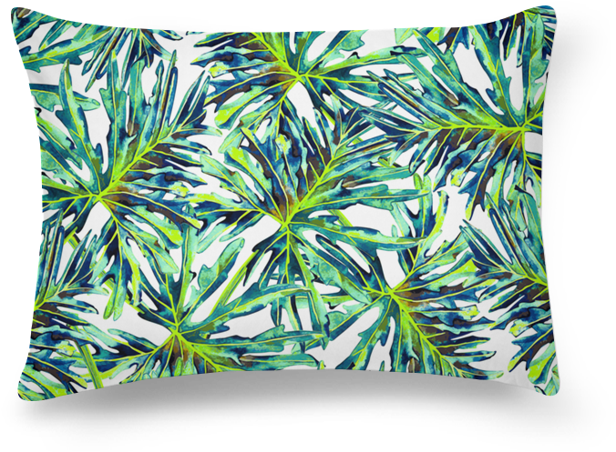 Almofada Retangular Pattern Tropical Leaf De Marta - Mmartabc Birchwood Tropical Leaves Illustration Cutting (800x800)