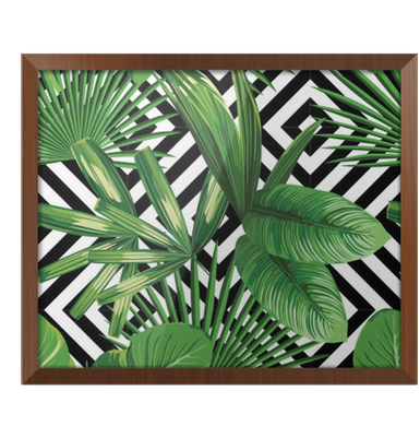 Tropical Palm Leaves Pattern, Geometric Background - Palm Leaves (400x400)