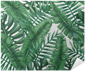 Watercolor Tropical Palm Leaves Seamless Pattern - Leaf Mural Tropical (400x400)