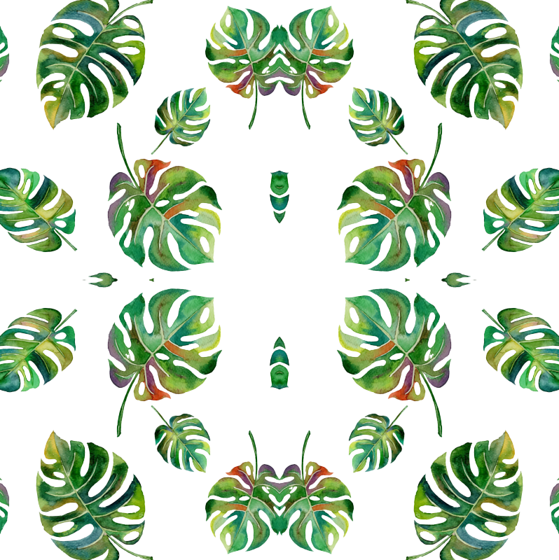 Tropical Island Palms Palm Leaves Watercolor Wallpaper - Minimalistic Wall Art - A3 Poster Met Boho Bladeren (798x800)