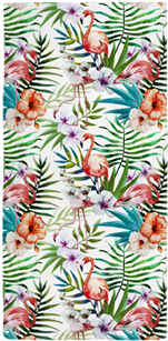 Vintage Chic Tropical Hibiscus Floral Beach Towel - Watercolor Tropical Flamingos Pillow Case (350x350)