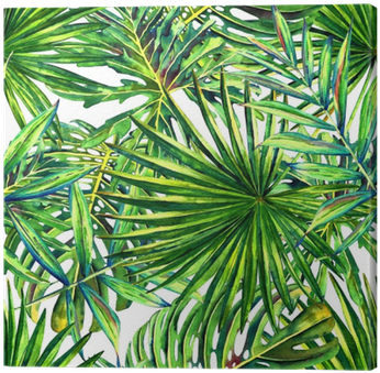 Seamless Floral Pattern With Watercolor Tropical Palm - Watercolor Painting (400x400)