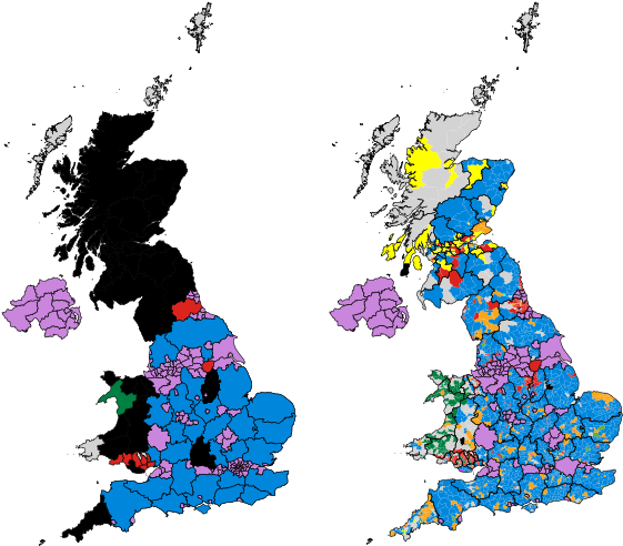 Map Showing Council Control And Largest Party By Ward - England Local Elections 2018 (600x509)