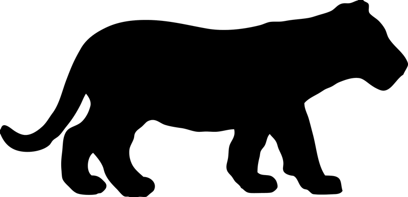 Whiskers Lion Tiger Black Panther Clip Art - Silhouette Of A Tiger (800x387)
