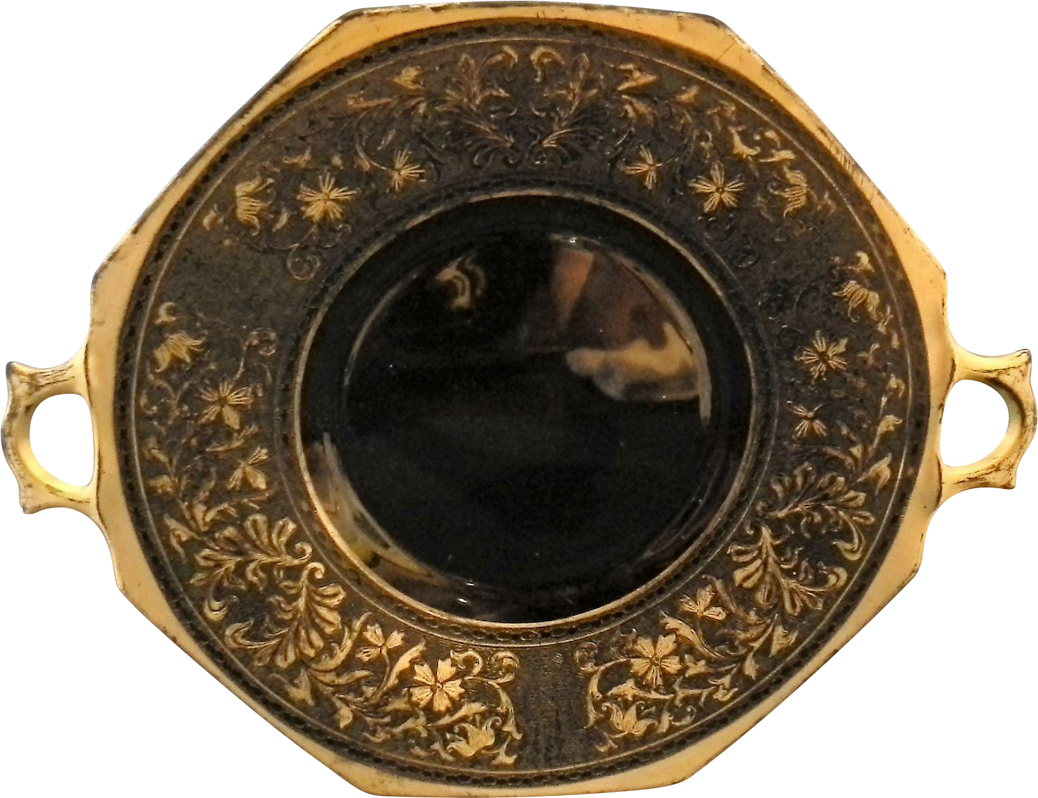Black Amethyst Depression Glass Gold Encrusted Octagon - Antique (1507x1507)