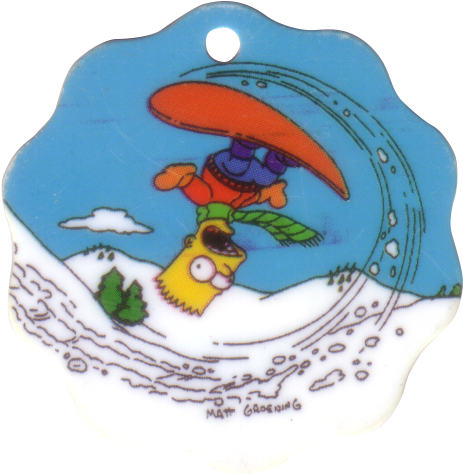Croky > The Simpsons 07 Bart Snowboarding - Cartoon (500x500)