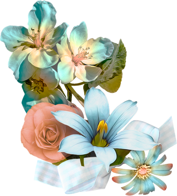 Pin Turquoise Flower Clip Art - Tube Excellent Lundi (600x661)