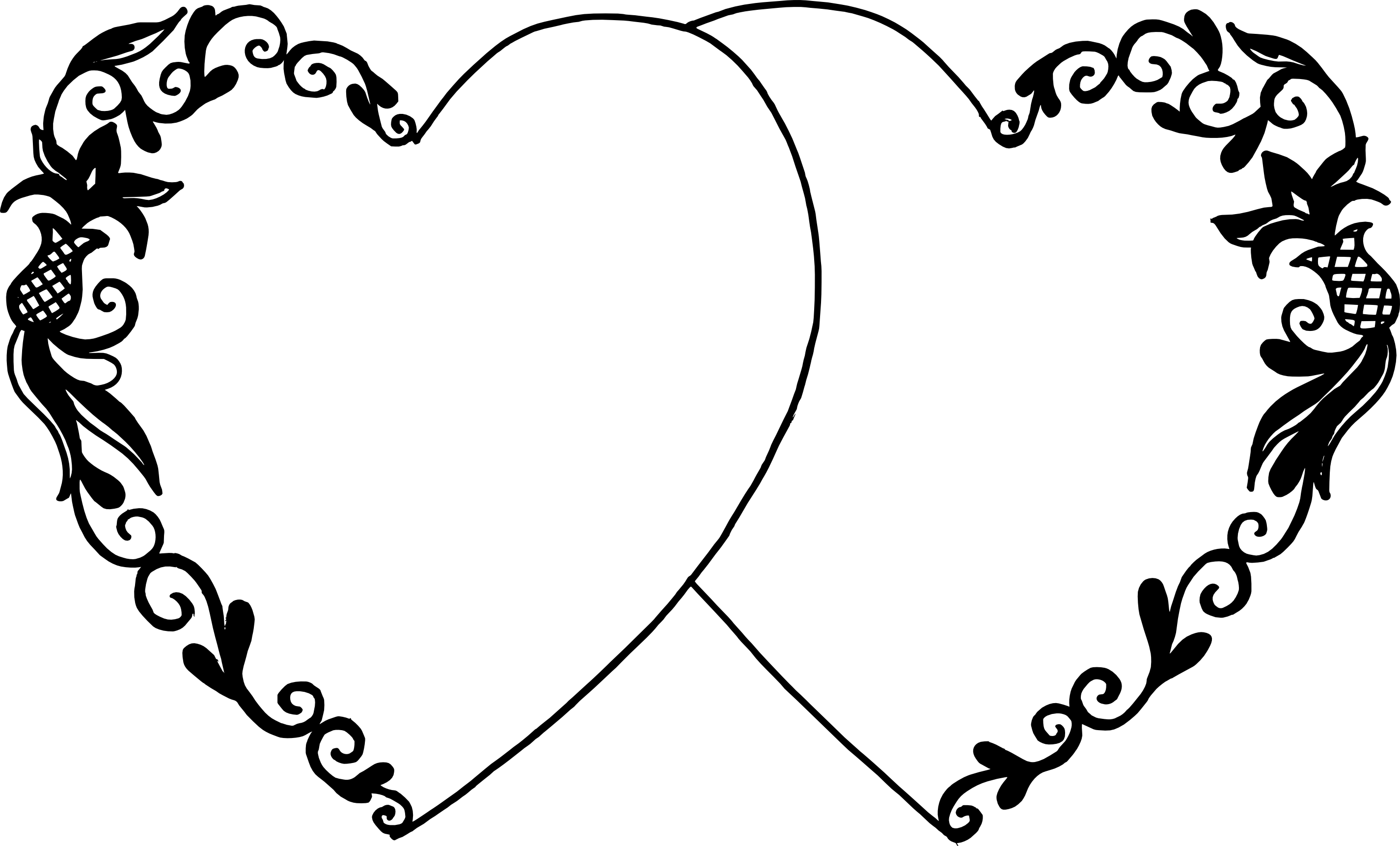 Free Download - Black And White Png Heart Frame (2851x1723)