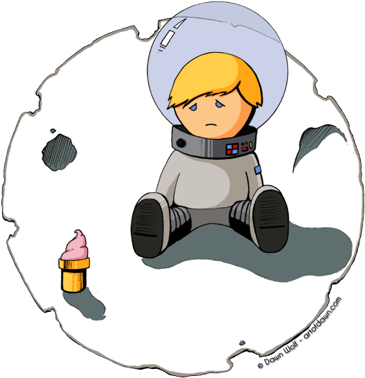 Sad Astronaut Boy By Artofdawn - Cartoon (600x623)