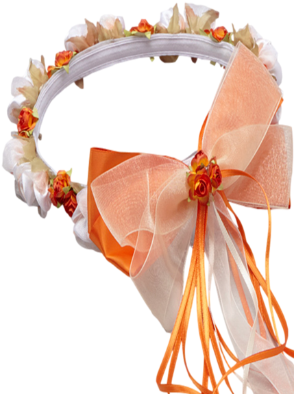 Orange Floral Crown Wreath Handmade With Silk Flowers, - Artificial Flower (436x600)