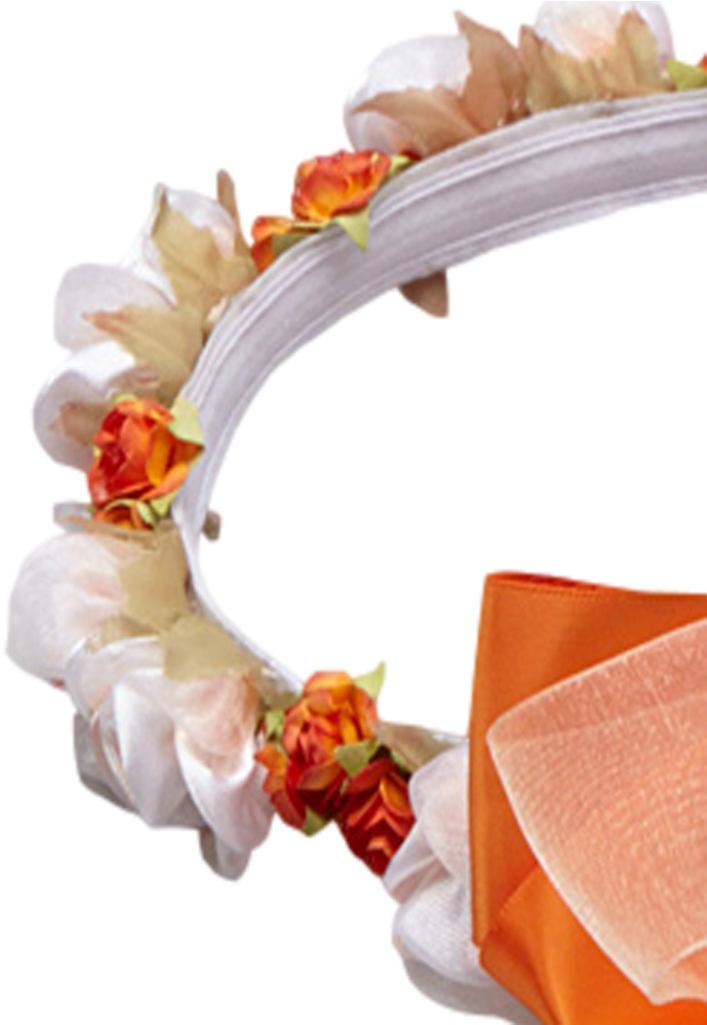 Orange Silk Floral Crown Wreath W Satin Back Bows Girls - Headpiece (745x1024)