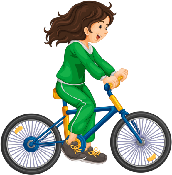 Clip Art - Girl Cycling Png (600x652)