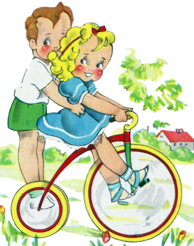 Velocipede~girl & Boy, - Illustration (632x800)