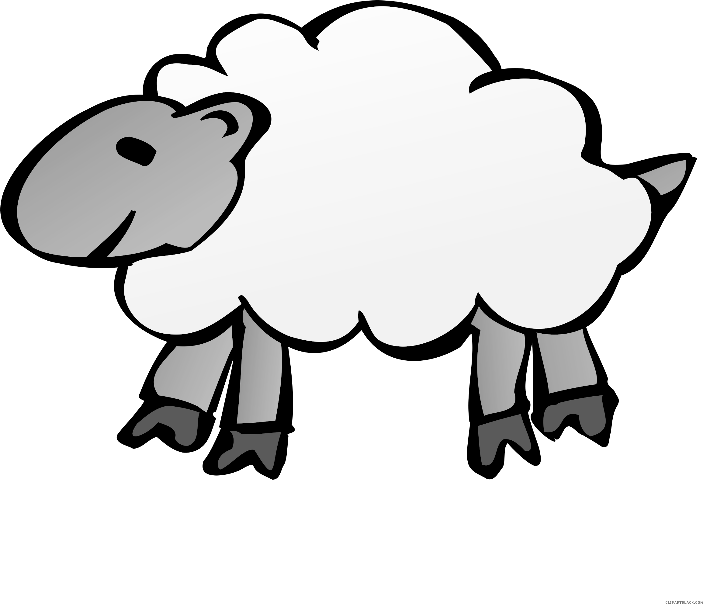 Sheep High Quality Animal Free Black White Clipart - Barn Animals In Spanish (2400x2400)