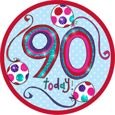 90 Happy Birthday Badge - Badge (370x370)