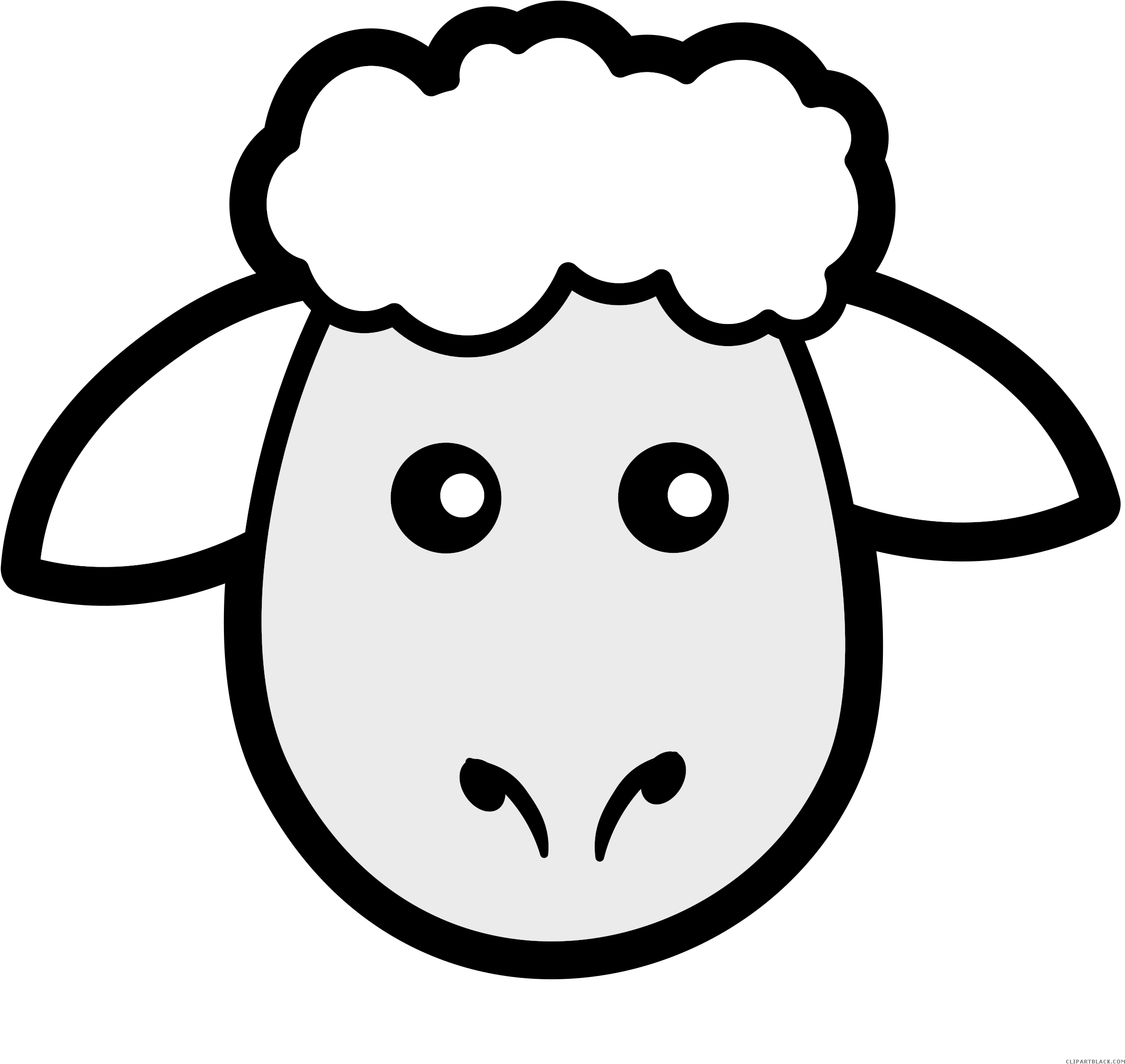 Sheep High Quality Animal Free Black White Clipart - Natural Wool Dryer Balls (6) Xl Size - (2400x2400)