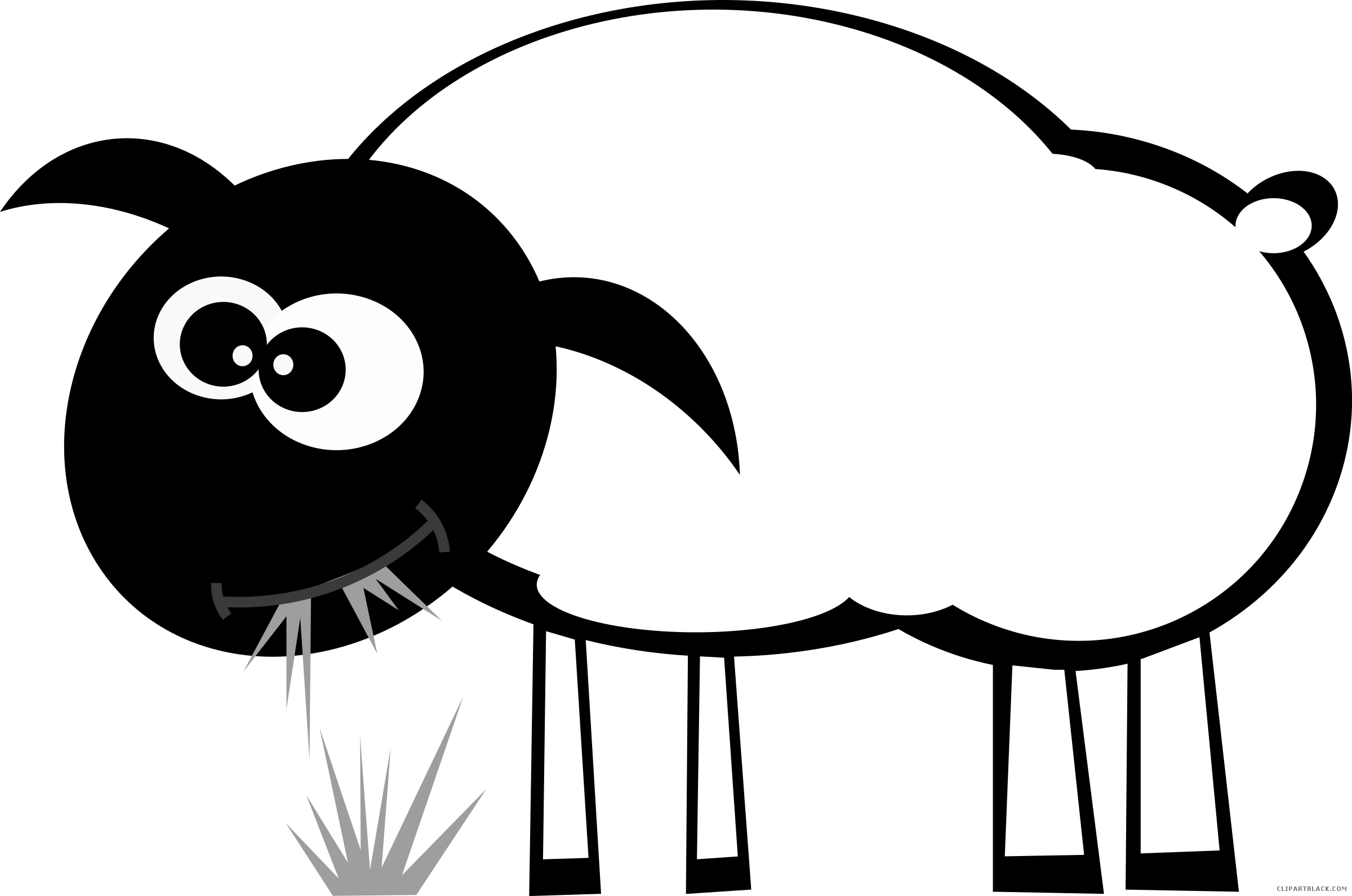 Sheep High Quality Animal Free Black White Clipart - Eid Mubarak 2016 Funny (2400x1592)