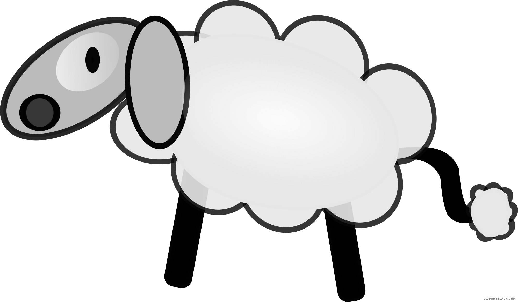 Sheep High Quality Animal Free Black White Clipart - Mouton - Porte Clé En Bois Frêne Et Résine,porte Clef (2000x1167)