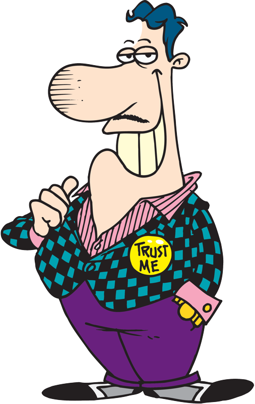 I'm From The Real Estate Office, And I'm Here To Help - Used Car Salesman Cartoon (506x800)