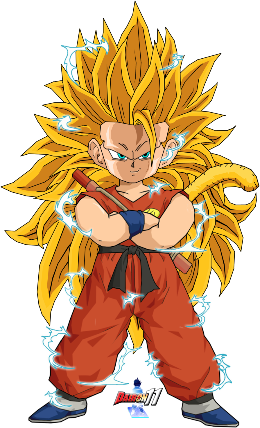 How To Draw Dragon Ball Z Style Kid Goku Ssj3 Tenkaichi - Kid Goku Ssj3 (900x1524)