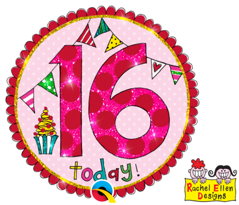 Fliter Badge, Re-age 18 Perfect Pink - Giant Rachel Ellen Age 16 Perfect Pink Badge (1) (480x411)