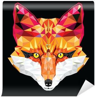 Fox Head In Geometric Pattern, Vector Illustration - Panel Canvas Geometric (400x400)