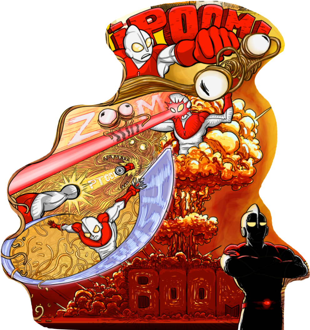 Ultraman Vs Ramen - Cartoon (1045x1062)