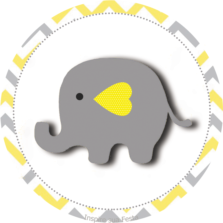 Tag Ou Topper - Elefante Cinza E Rosa Png (827x827)
