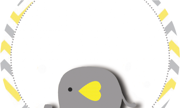 Tag Ou Topper - Elefante Cinza E Amarelo Png (800x445)