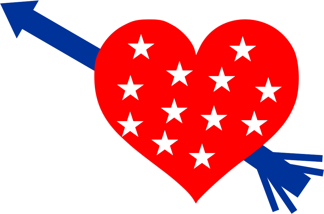 Логотип США сердце. Флаг США В сердце.