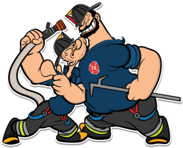 Popeye Vs Brutus Decal - Firefighter Popeye (380x434)