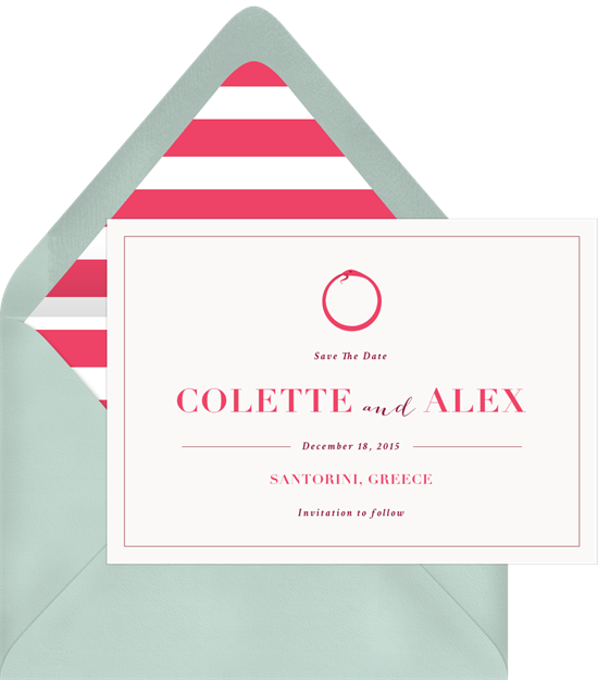 Greek Ouroboros Save The Date In Pink - Triangle (550x625)