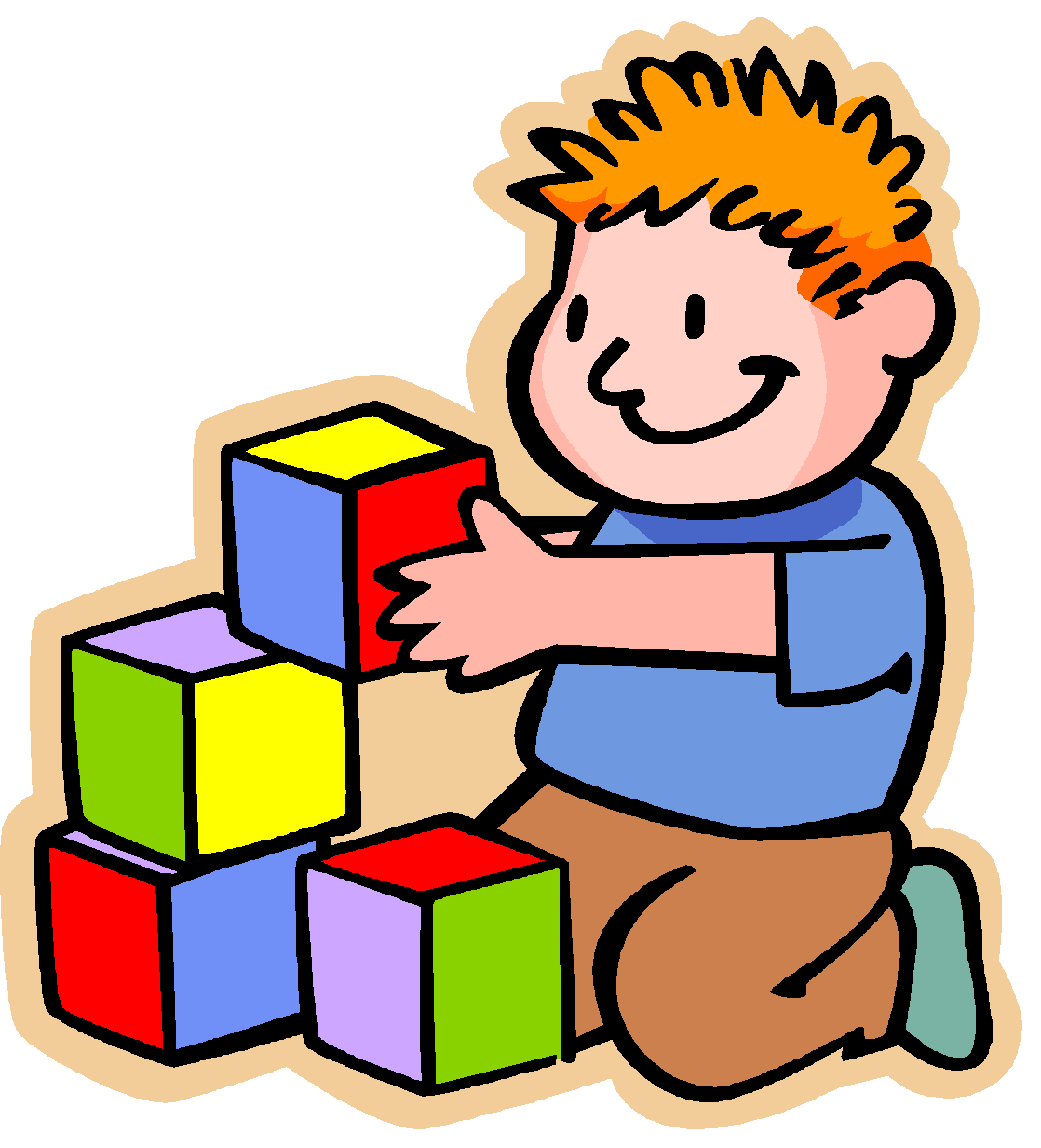 Play Game Clip Art - Playing With Blocks Clipart (1098x1194)