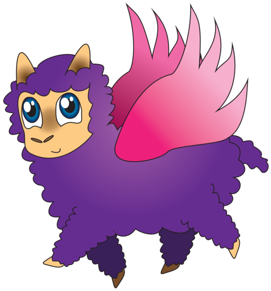 Winged Alpaca By Cascadena - Cartoon (600x630)