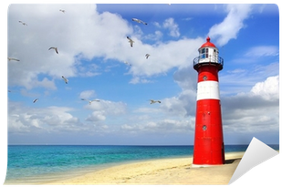Lighthouse With Flying Seagulls - Zeeland Lighthouse (400x400)