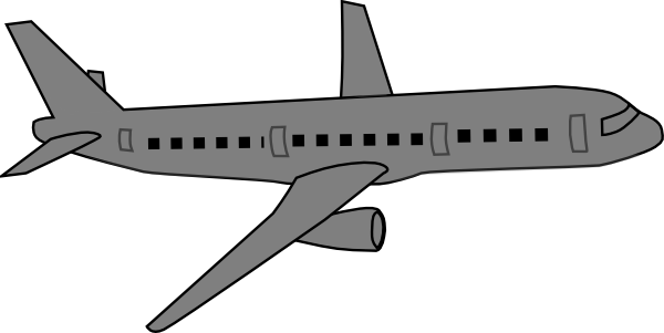 Grey Airplane Clip Art At Clker - Airplane Clipart Grey (600x301)