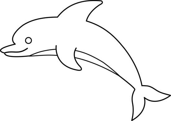 Dolphin Clipart Black And White - Dolphin Black And White Clipart (550x389)