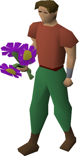 A Player Wielding A Posy Of Purple Flowers - Orchid (334x662)