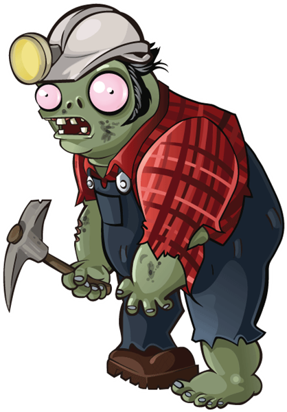 Zombie Art, Plants Vs Zombies, Vintage, Plants, Drawings - Pvz Digger Zombie (418x600)
