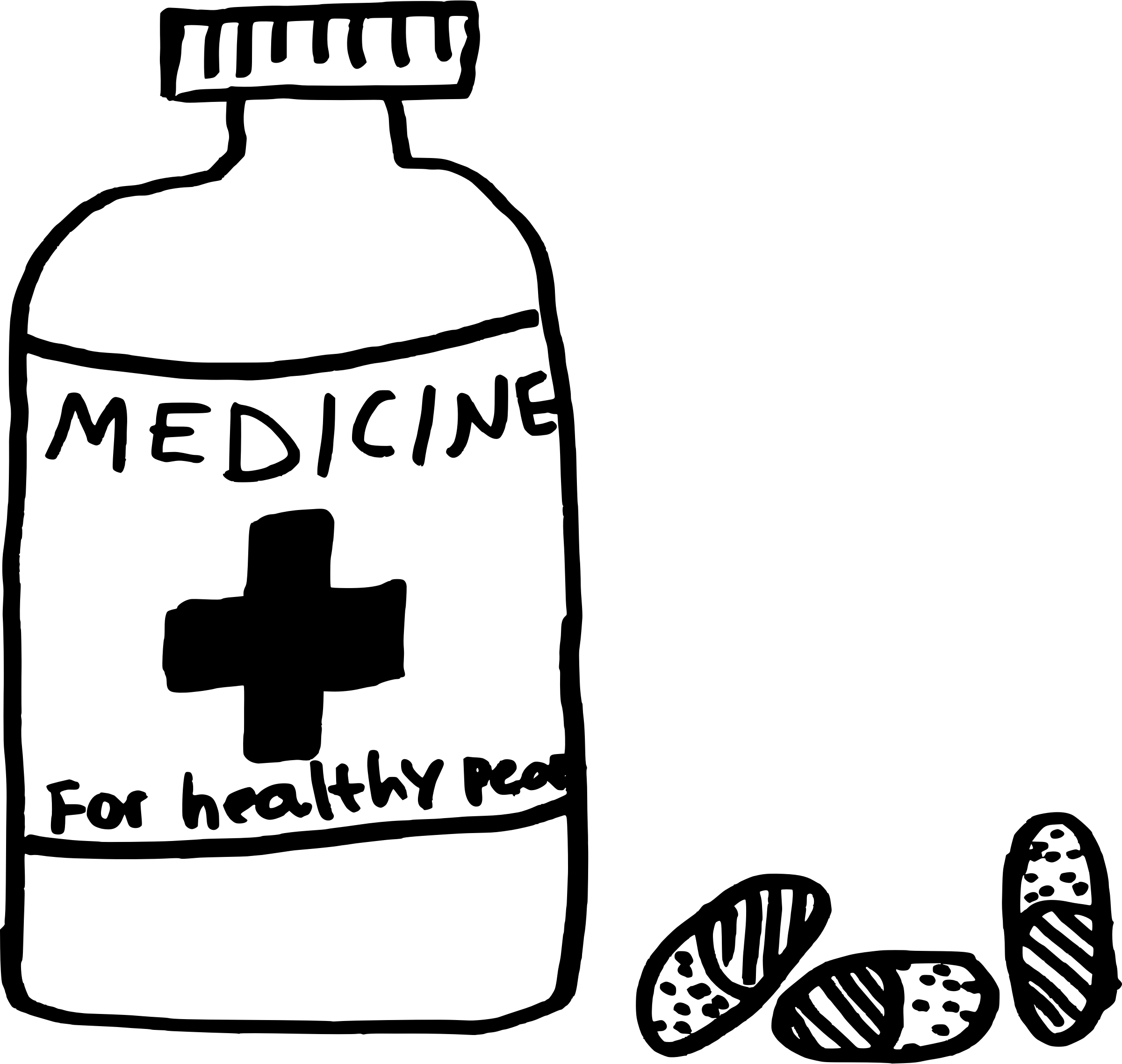 Bottle Clip Art - Medicine Black And White (2400x2276)