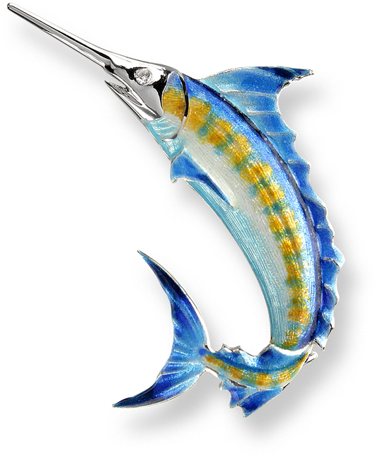 Nicole Barr Designs Sterling Silver Blue Marlin Brooch-blue - Brooch (800x800)