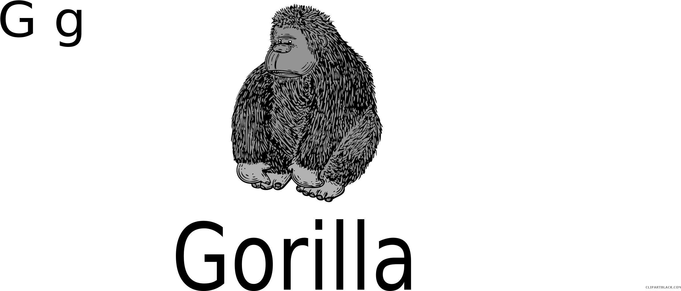 Gorilla Animal Free Black White Clipart Images Clipartblack - Personalisierter Gorilla Rundes Keramik Ornament (2400x1017)