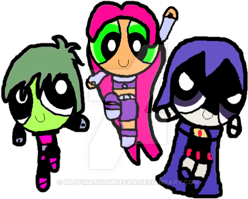 Starfire, Raven And Beast Boy In Ppg Form By Sugalawliet - Starfire Raven Beast Boy (600x437)