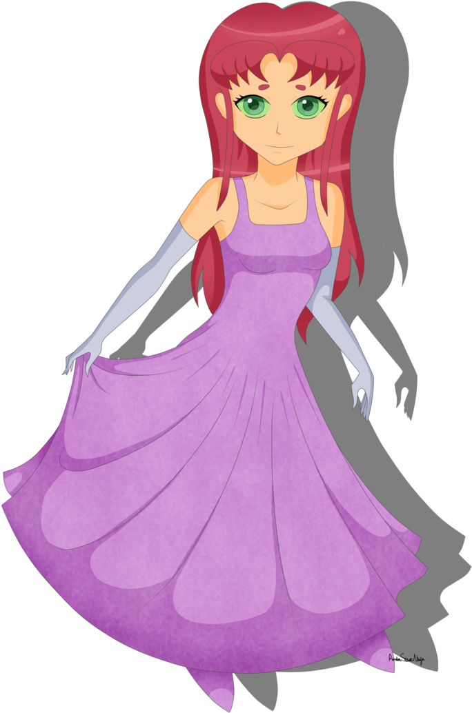 Starfire Prom Dress By Randomsilentninja - Starfire And Raven Wearing A Dress (737x1085)